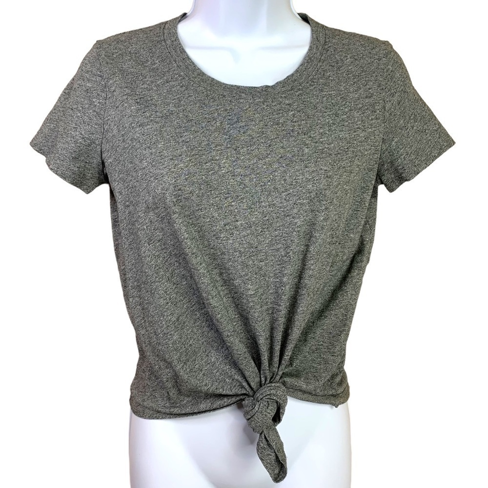 XS Madewell Grey Heather Short Sleeve Cropped T Shirt Extra Small 0 2 Stretch